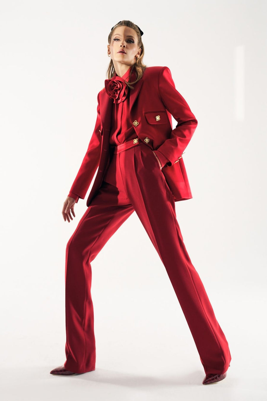 Red Crepe Trousers