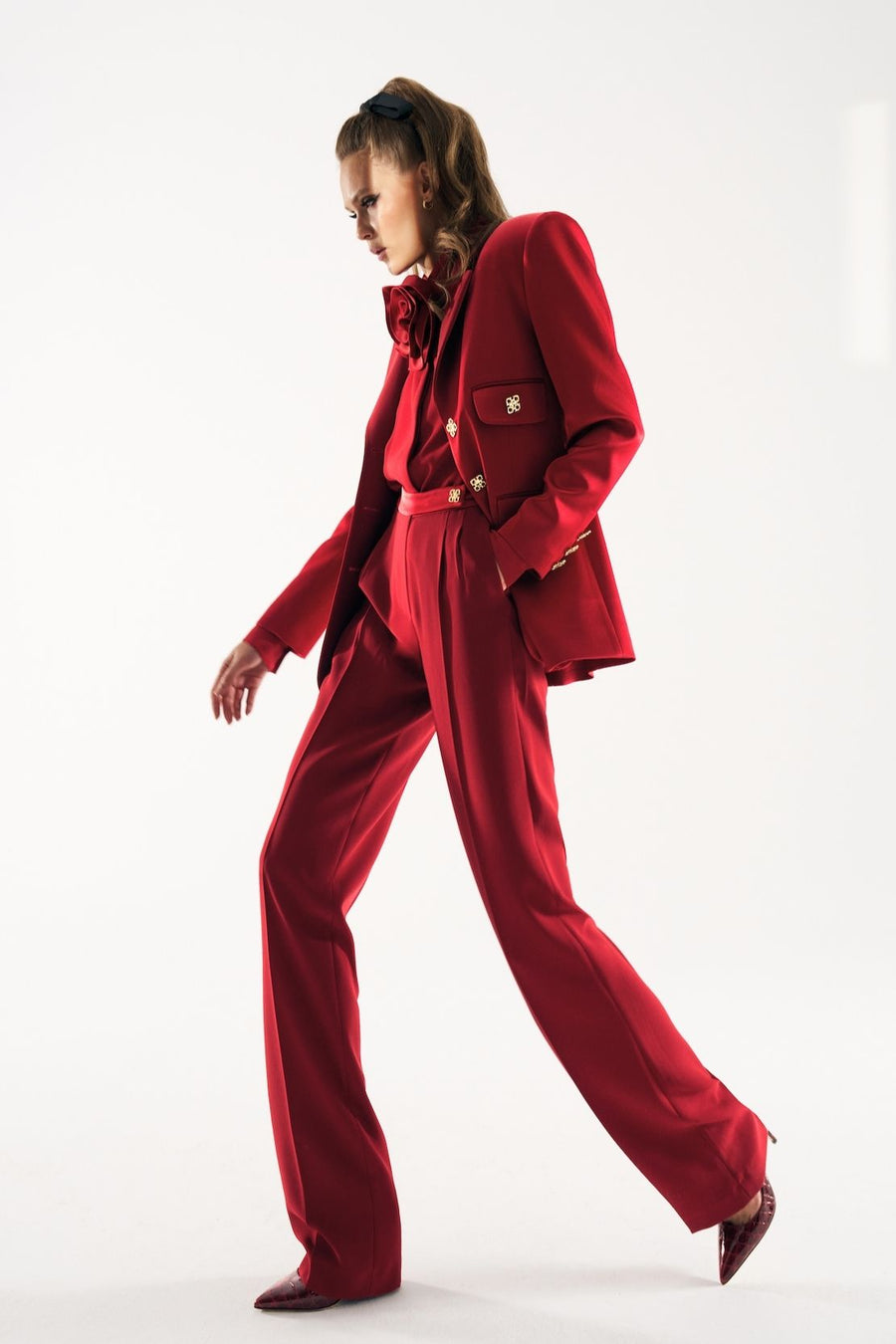 Red Crepe Trousers