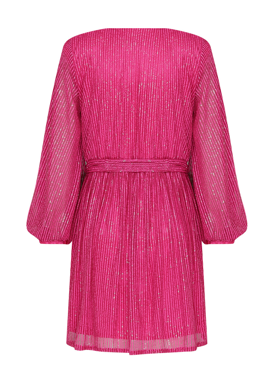 Ezgy Pink Wrap-Over Sequin Dress