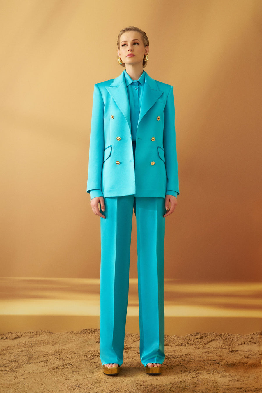 Blue Crepe Trousers