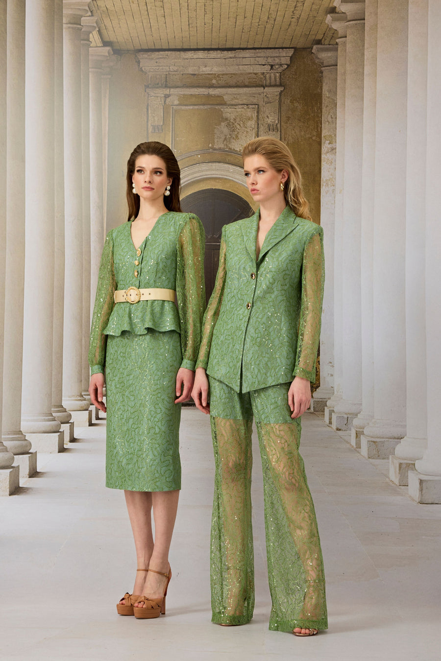 Green Lace Peplum Dress