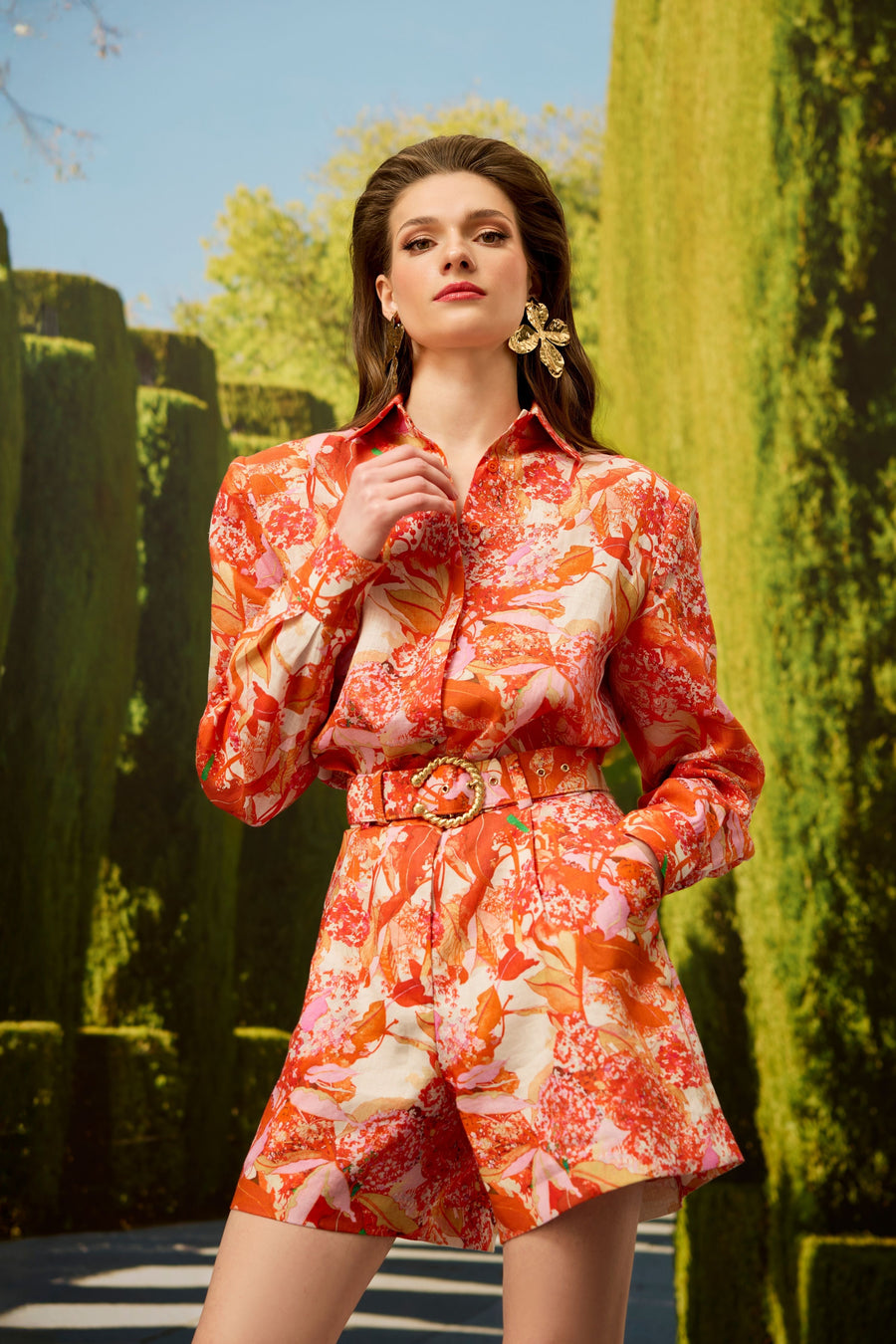 Orange Linen Shirt