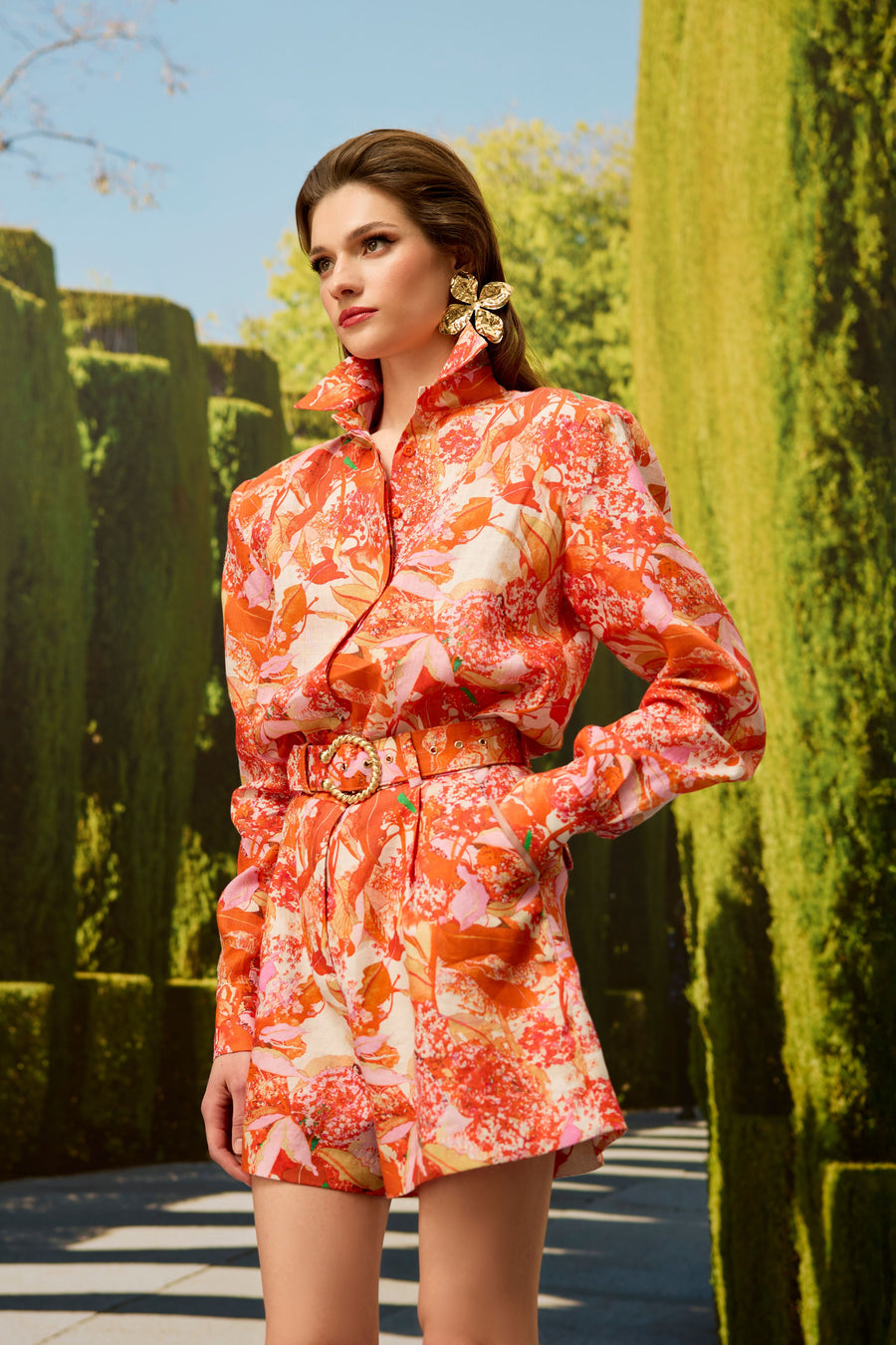 Orange Linen Shirt