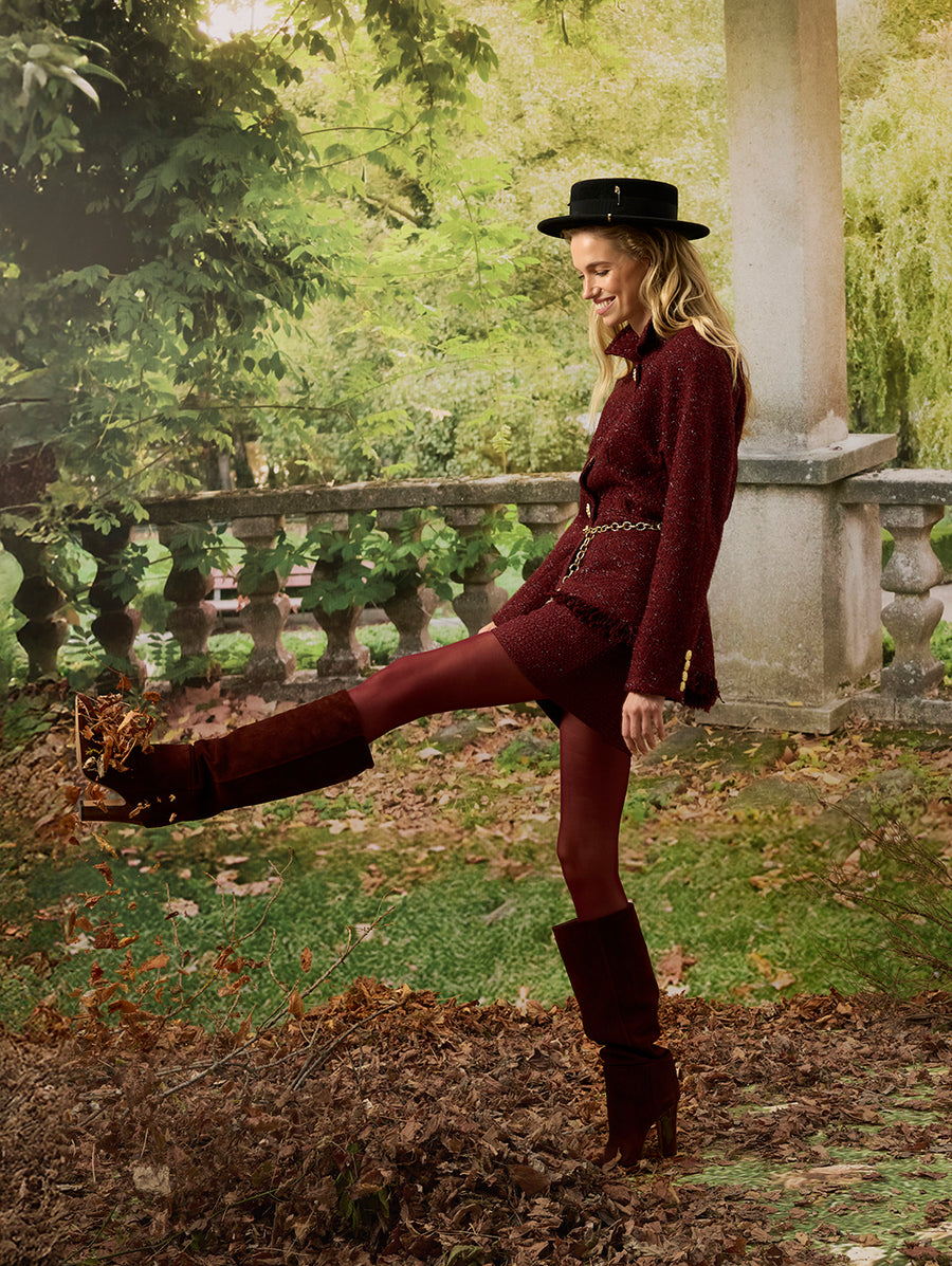 Burgundy Tweed Mini Skirt