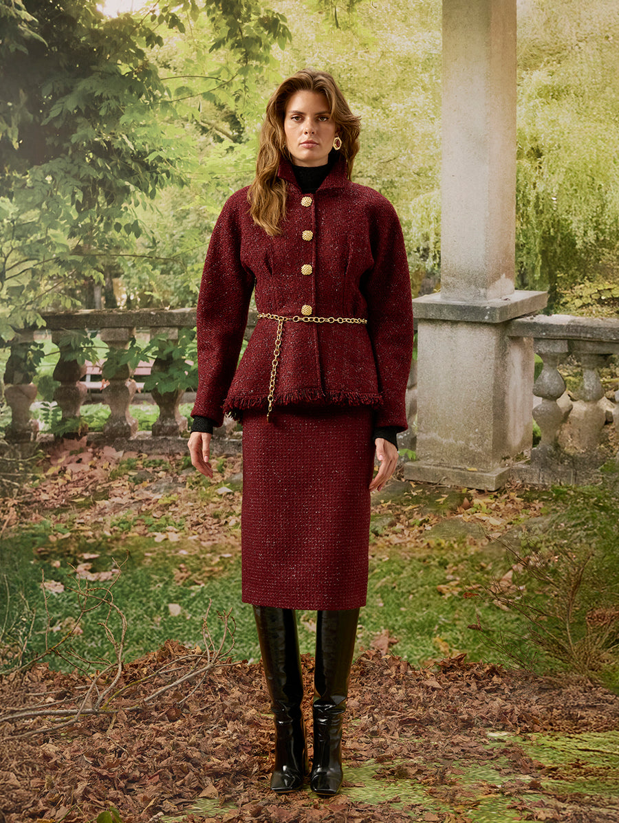 Burgundy Tweed Jacket