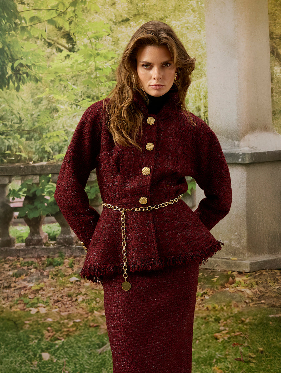 Burgundy Tweed Jacket