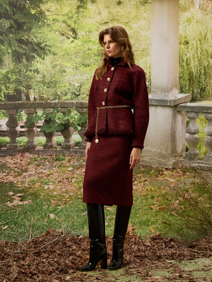 Burgundy Tweed Jacket
