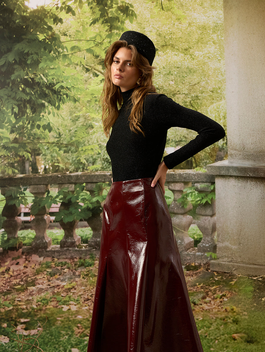 Burgundy Patent Leather Skirt