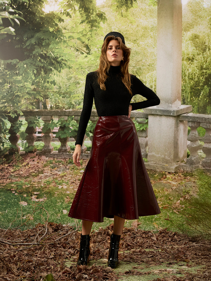 Burgundy Patent Leather Skirt