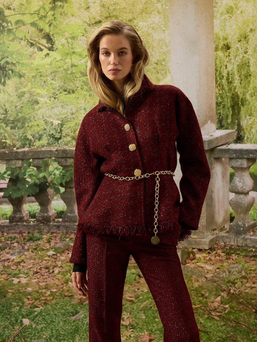 Burgundy Tweed Pants