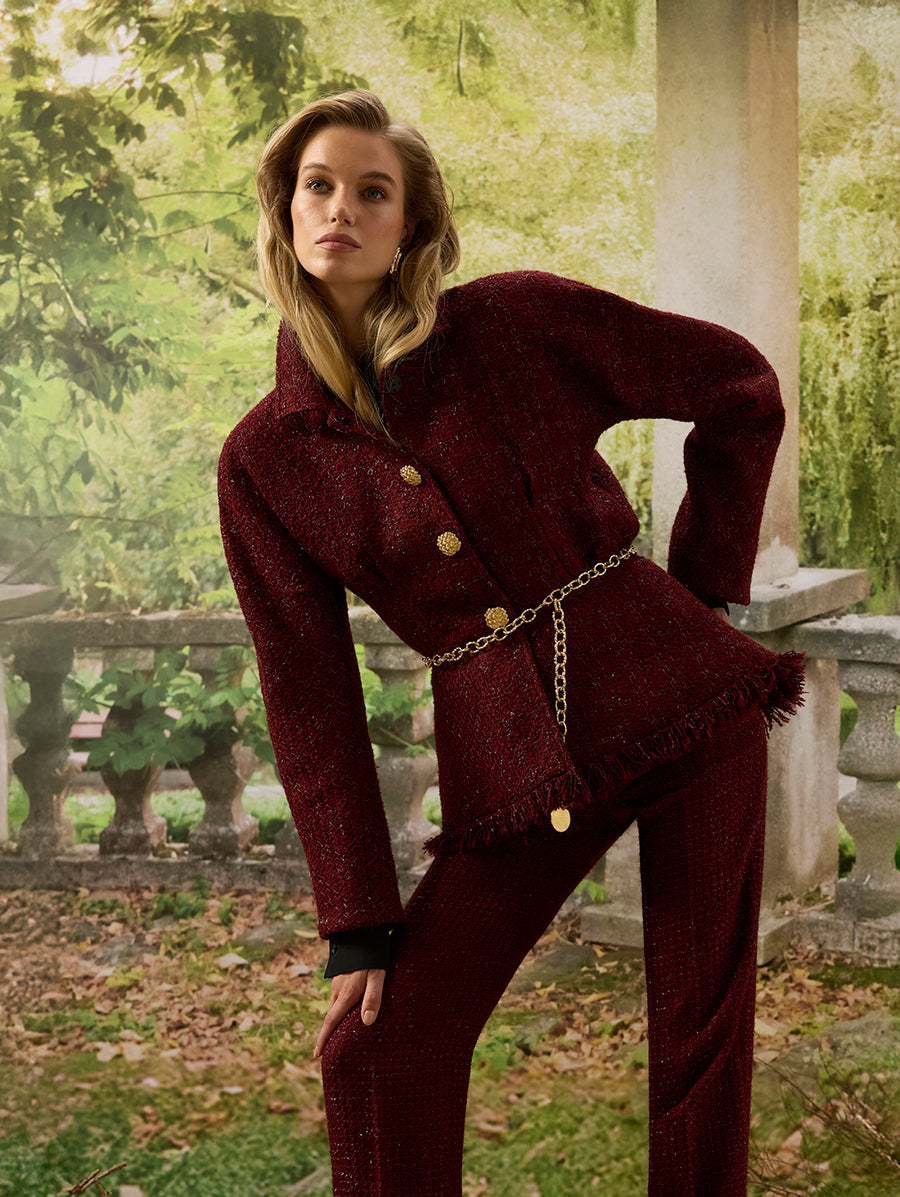 Burgundy Tweed Pants