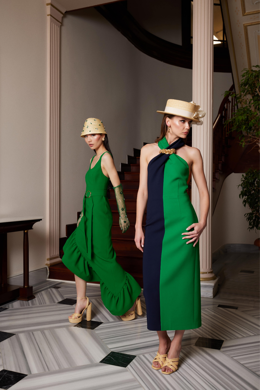 Dual Green Navy Blue Dress