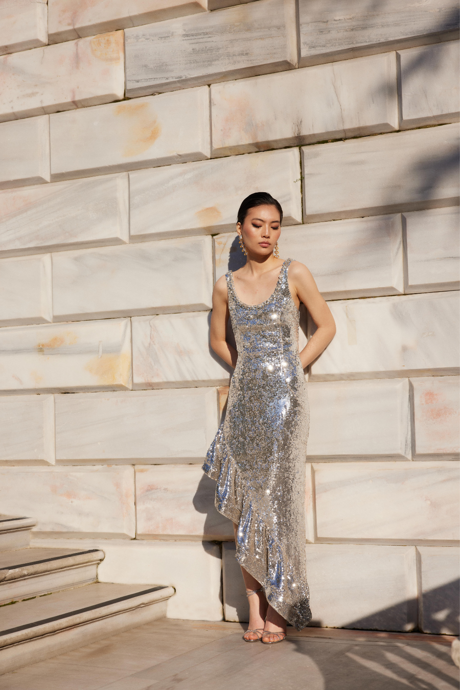 Eli party sequin sales dress in silver