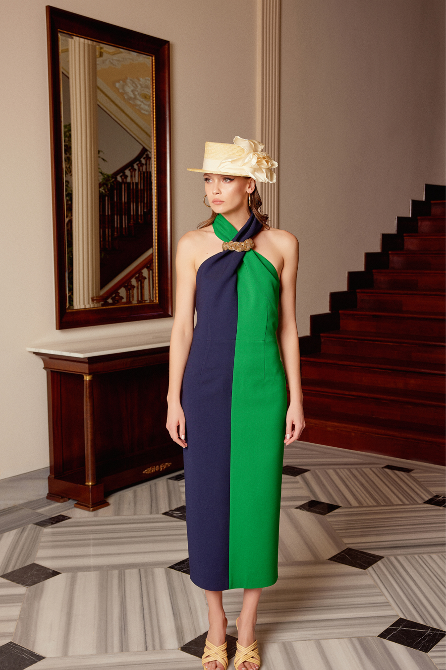 Navy blue and green dress outlet