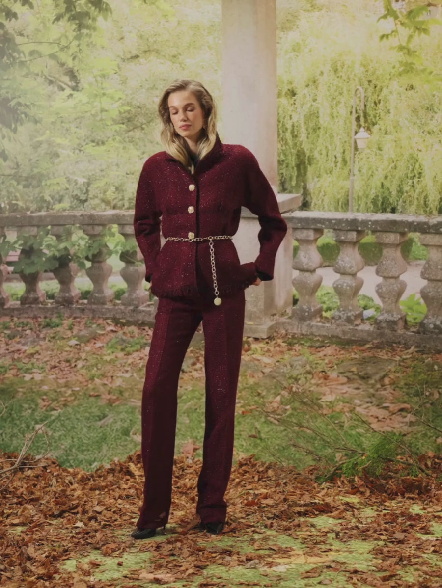 Burgundy Tweed Pants