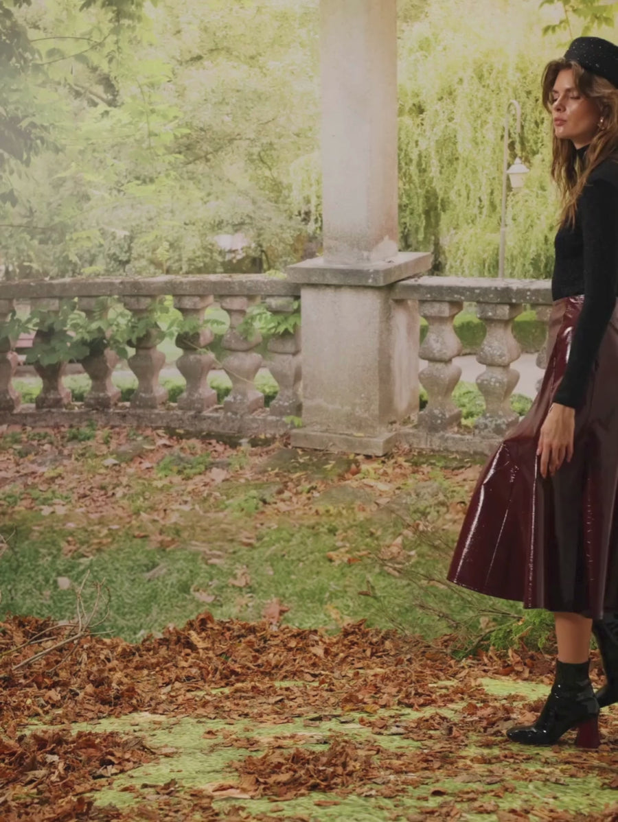 Burgundy Patent Leather Skirt