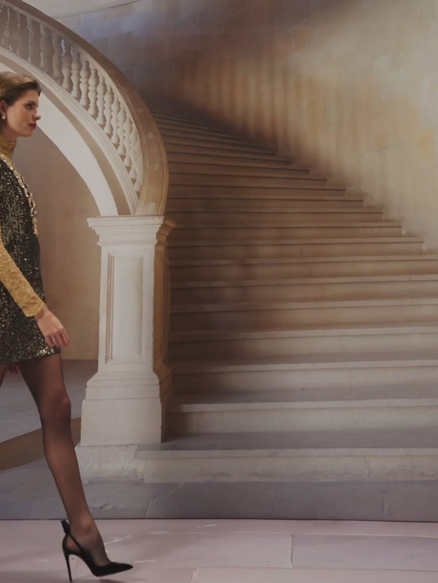 Velvet Sequin V-Neck Dress