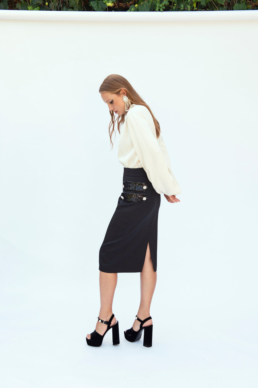 Memoire Black Crepe Skirt