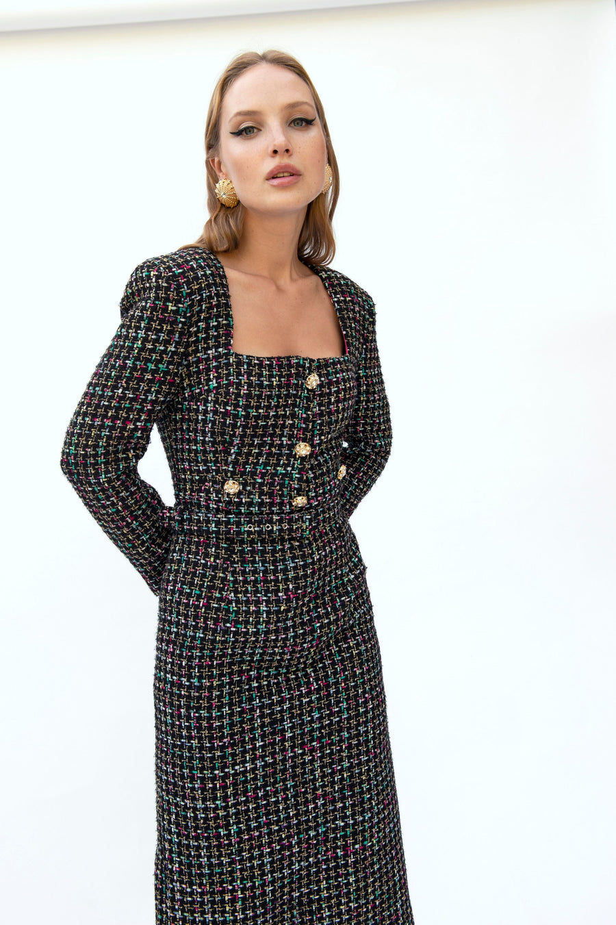 Lana Multi-Color Tweed Dress