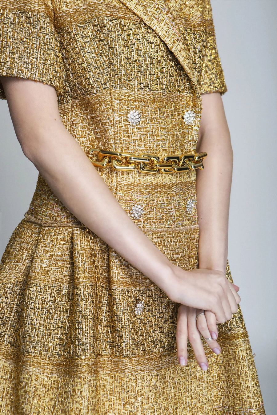 Daphne Gold Silvery Tweed Dress